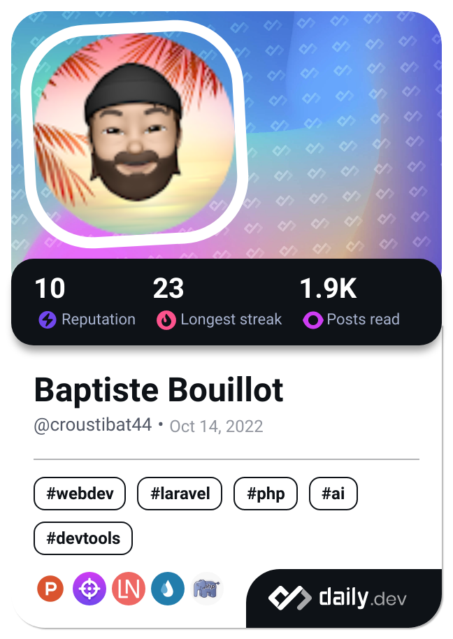 Baptiste Bouillot's Dev Card