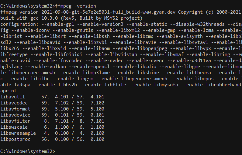 verifying ffmpeg installation on windows