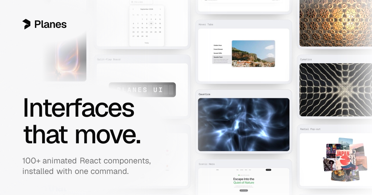 Planes: animated components for shadcn