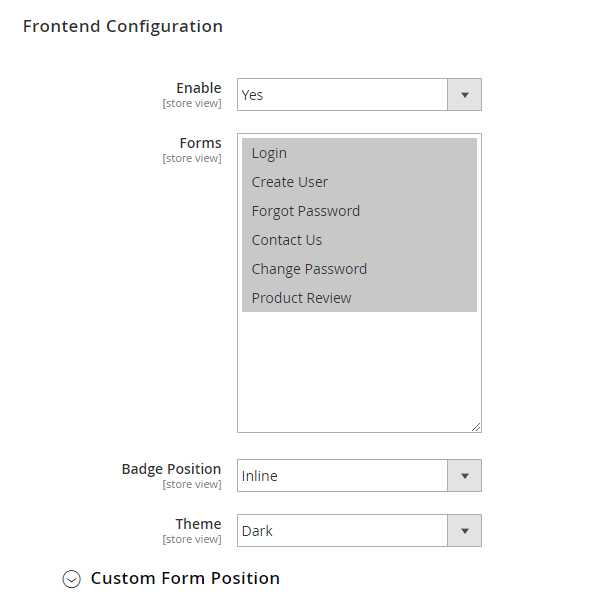 frontend configuration