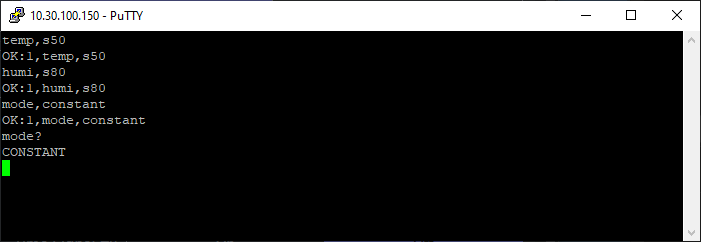 Setting commands via PuTTY communication