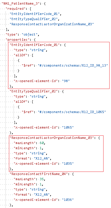 Example of EDI data element