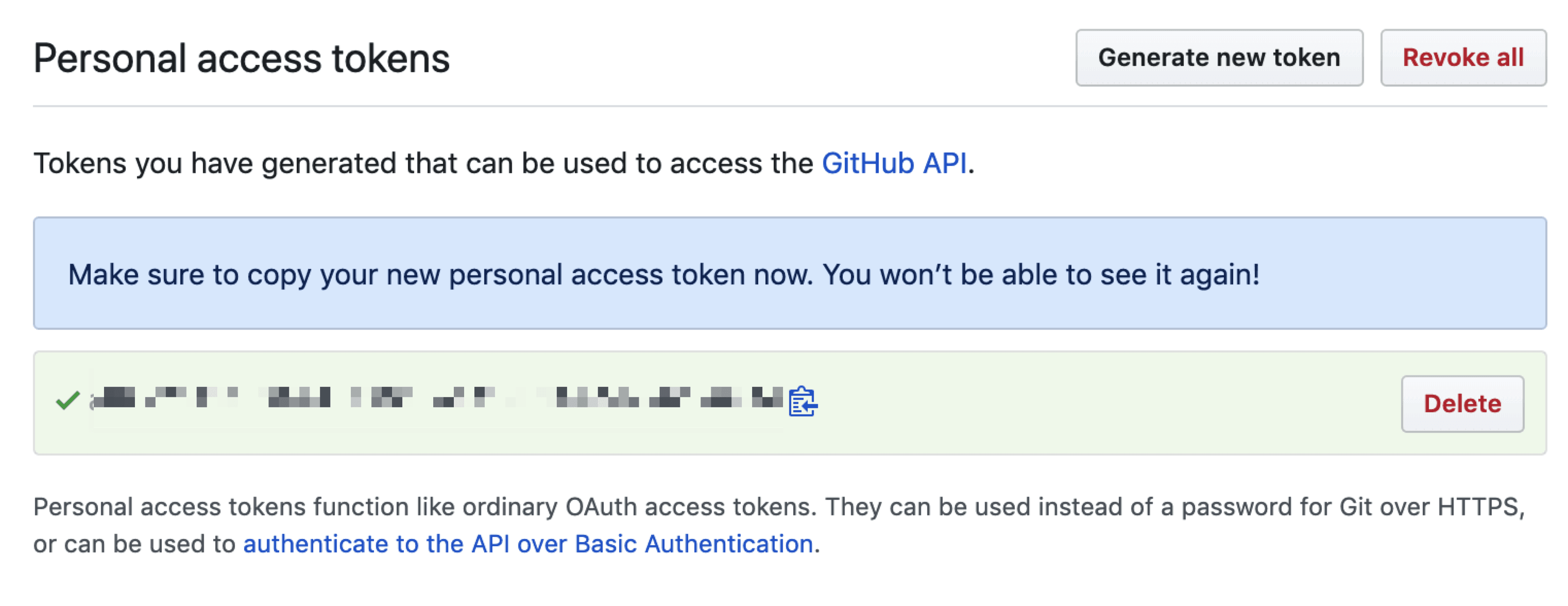 GitHub personal token