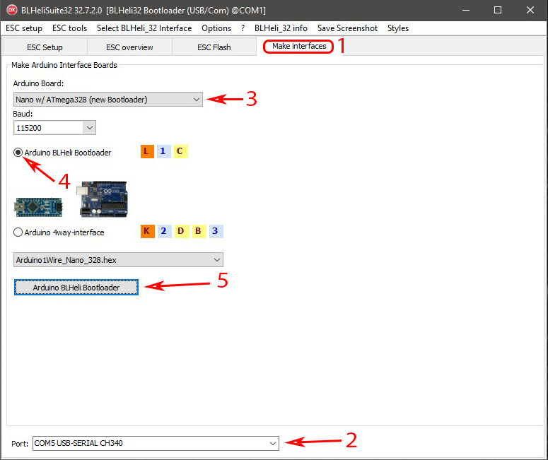 BLHeliSuite32 make interface setup