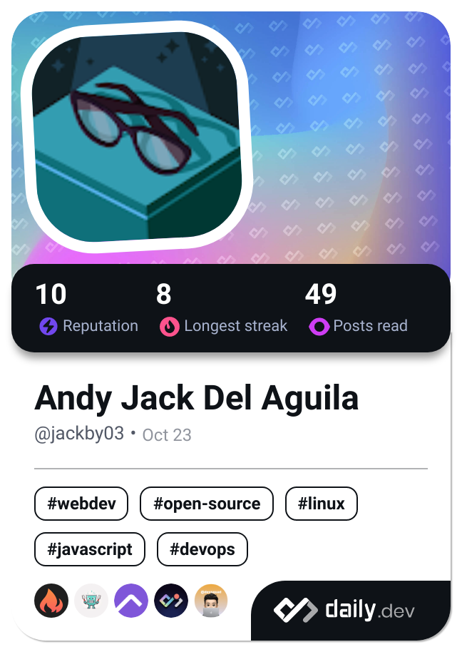 Andy Jack Del Aguila's Dev Card