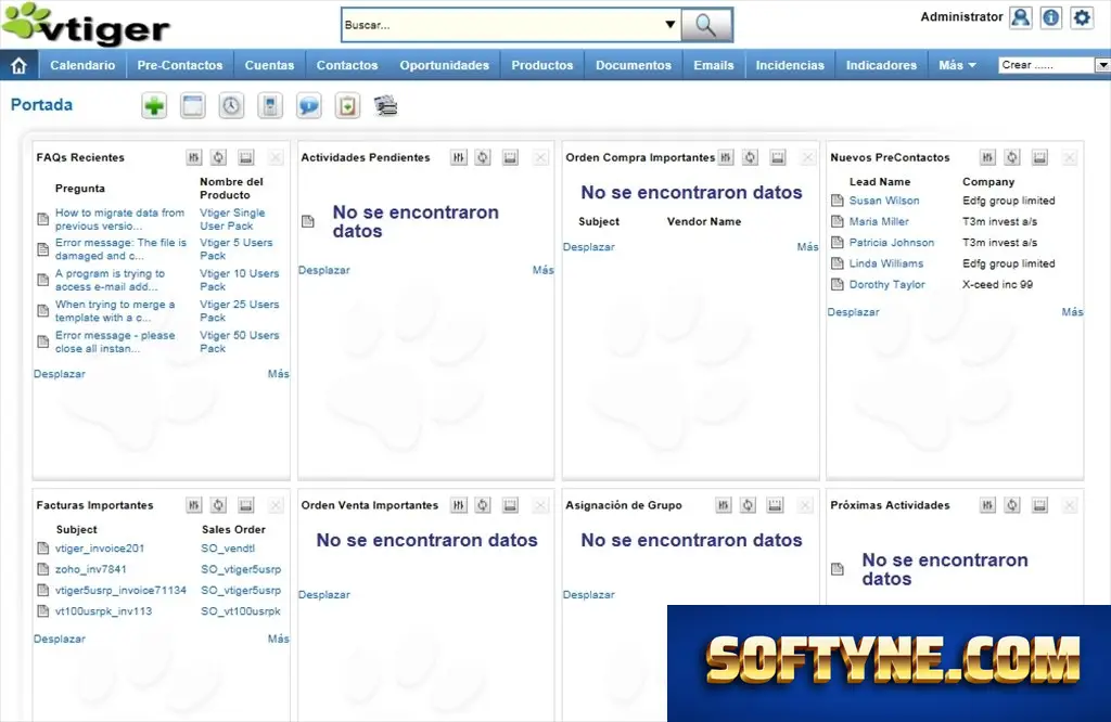 vtiger CRM screenshot 1