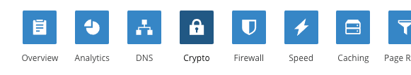 Cloudflare 主菜单中的 Crypto 选项