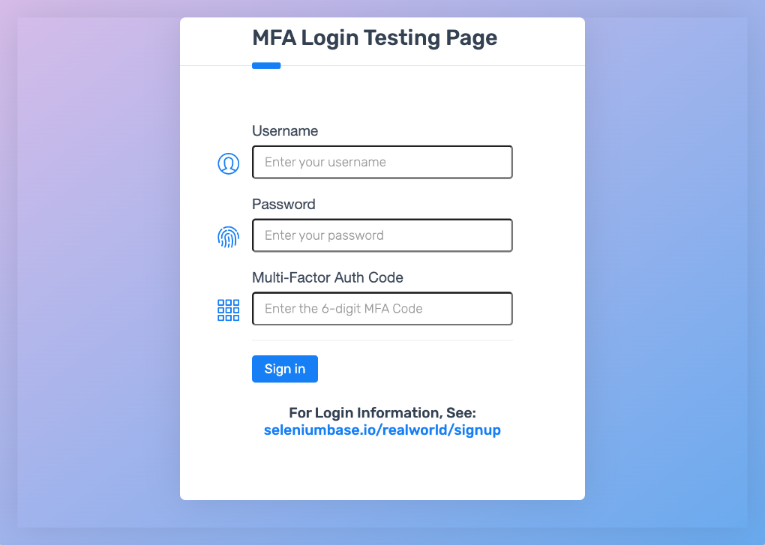 SeleniumBase MFA Demo App