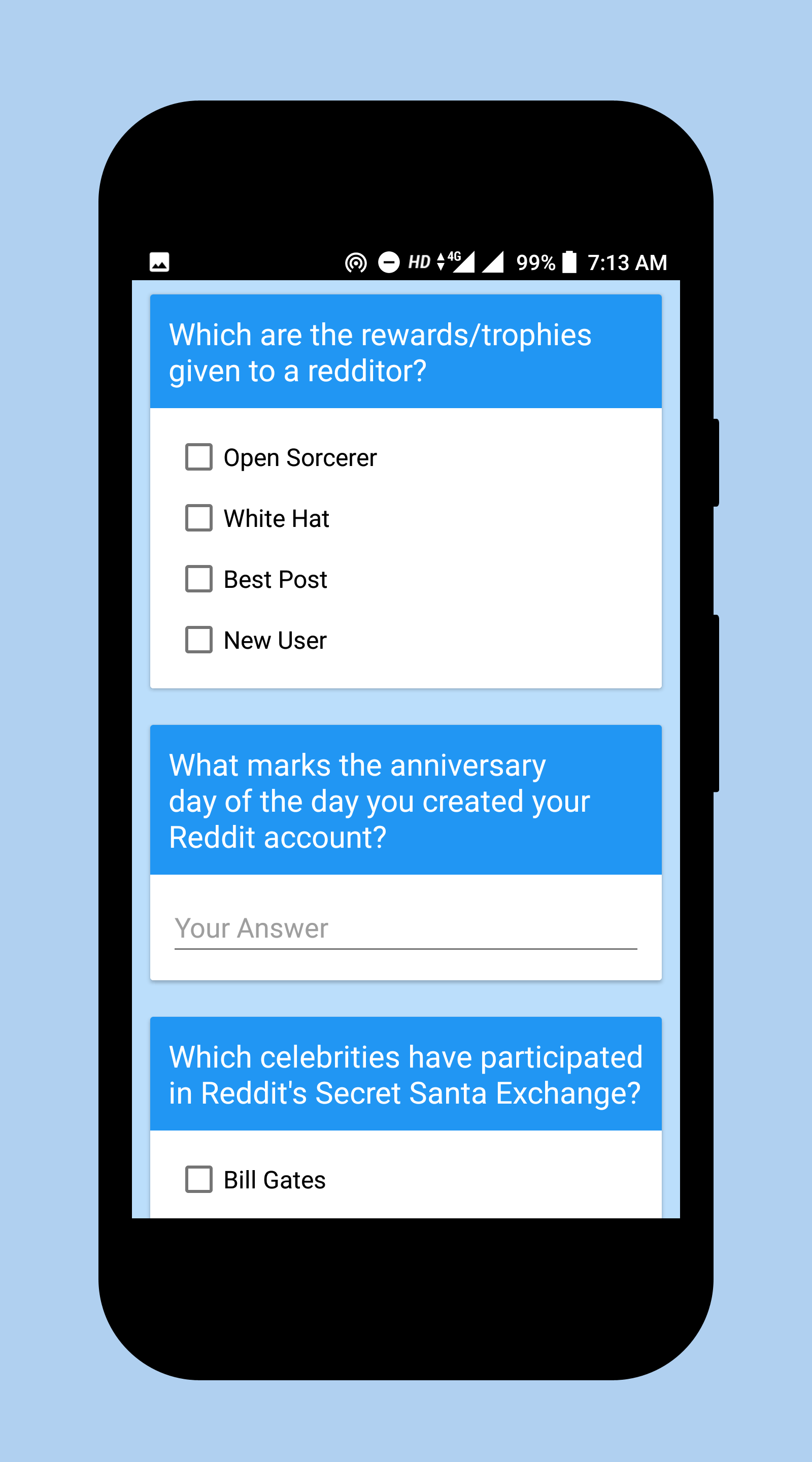 Quriosity - Quiz app [App Screenshot]