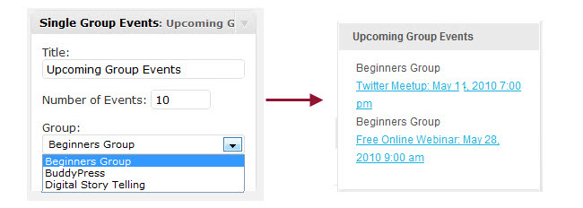 Single Group Events Widget
