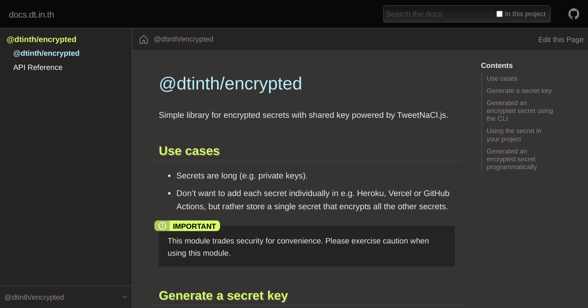 Project documention page