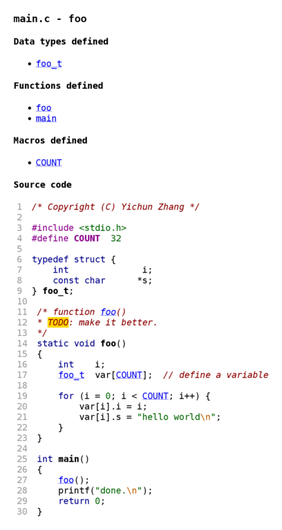 minimal C source file example