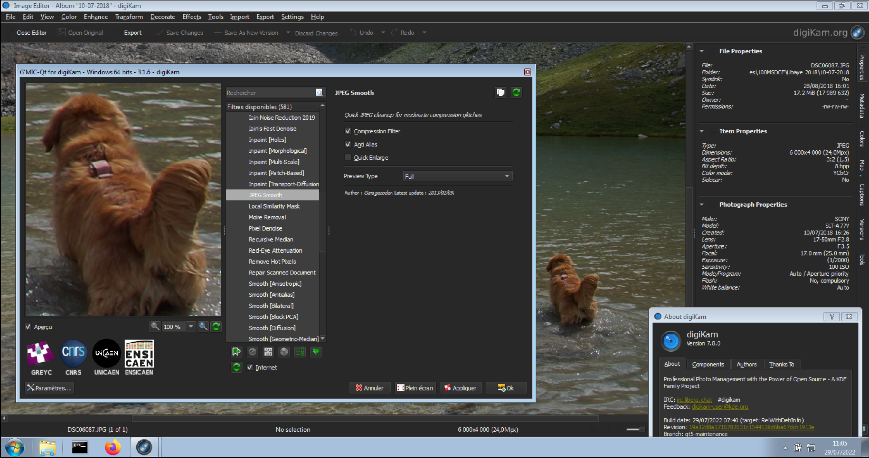 digiKam G'MIC-Qt image editor plugin running under Windows