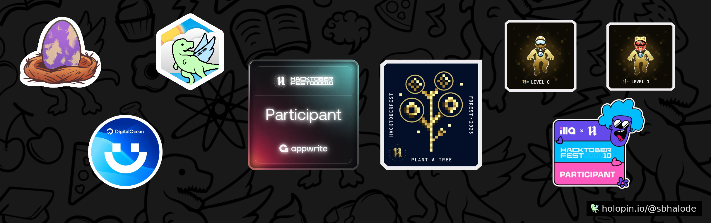 An image of @sbhalode's Holopin badges, which is a link to view their full Holopin profile