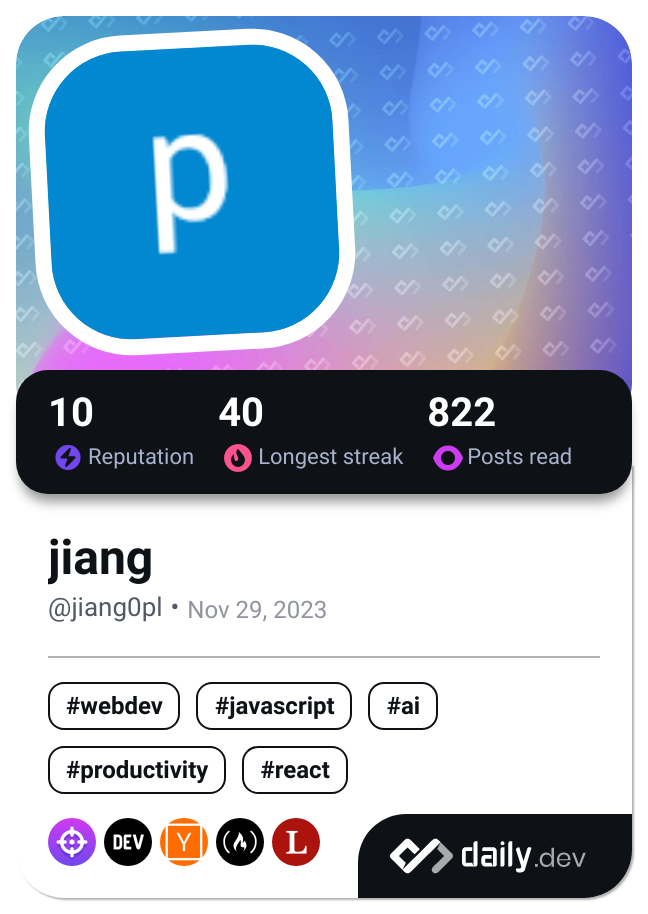 jiang's Dev Card