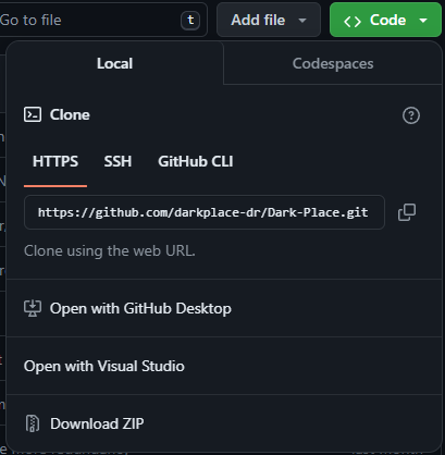 The green "Code" button opens a menu where "Download ZIP" is available