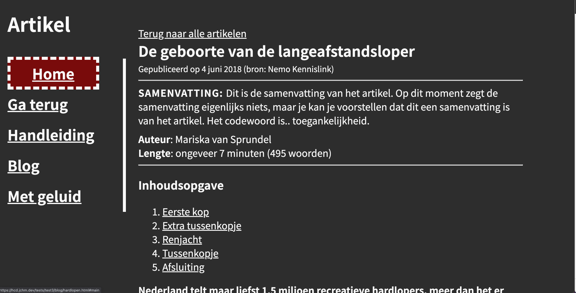 Screenshot artikel