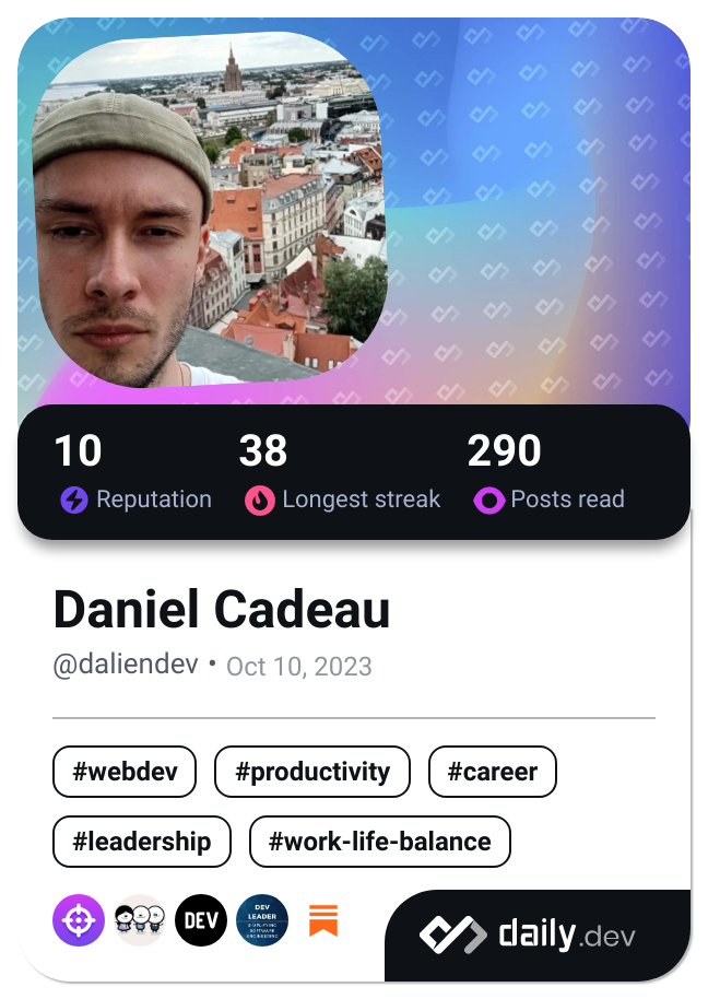 Daniel Cadeau's Dev Card
