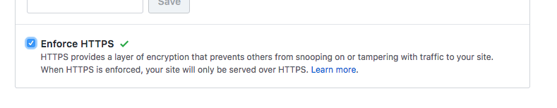 在 GitHub Pages 设置中启用项目的 HTTPS 支持