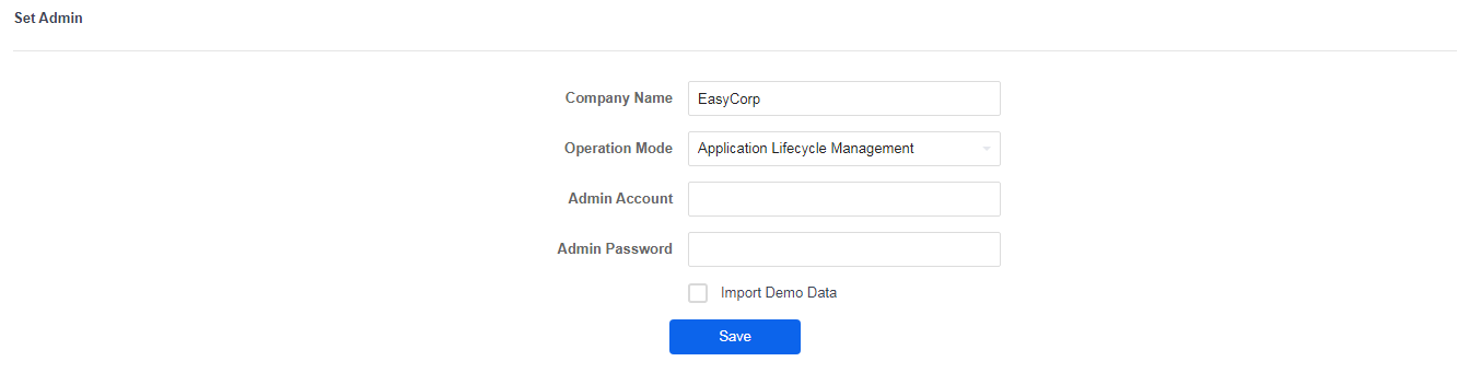 Set up admin account