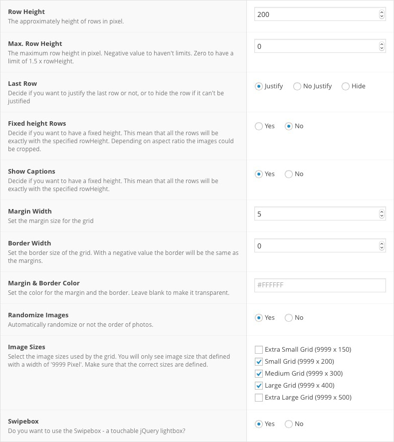 advanced custom field justified image grid