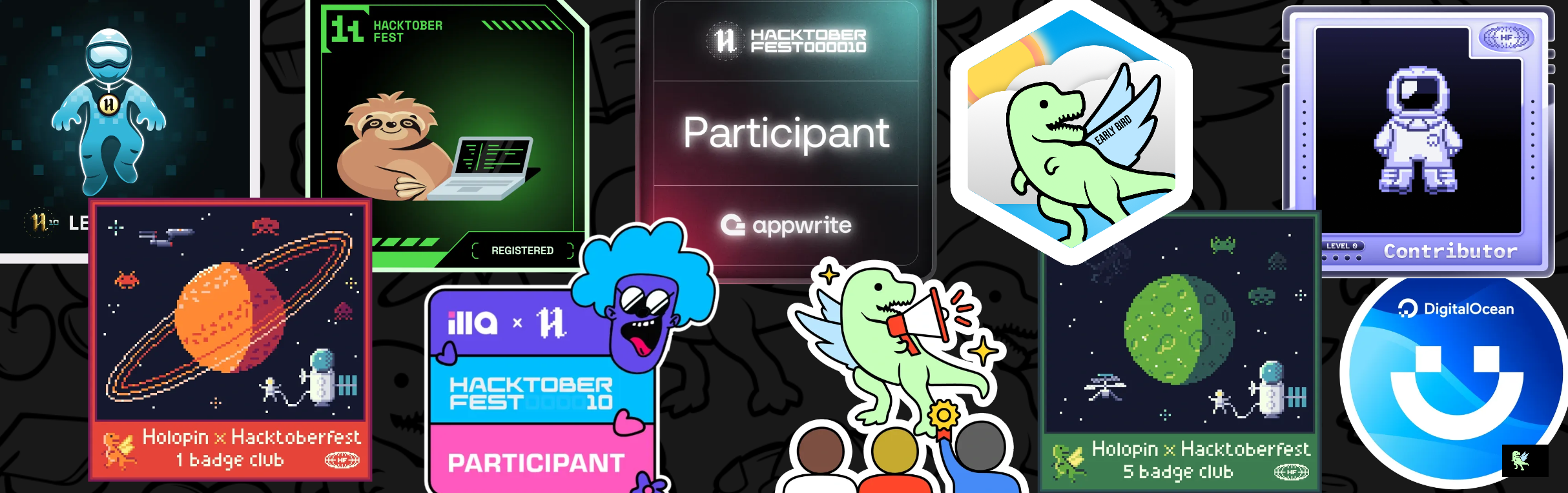 An image of @temaroon's Holopin badges, which is a link to view their full Holopin profile