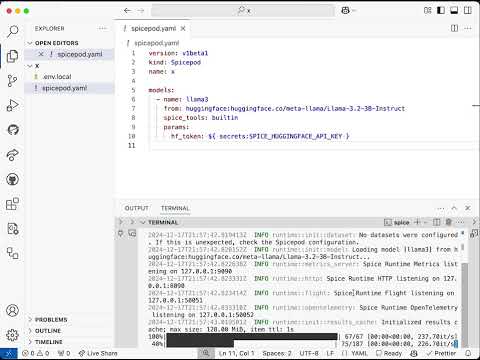 Watch the Spice.ai local Llama demo