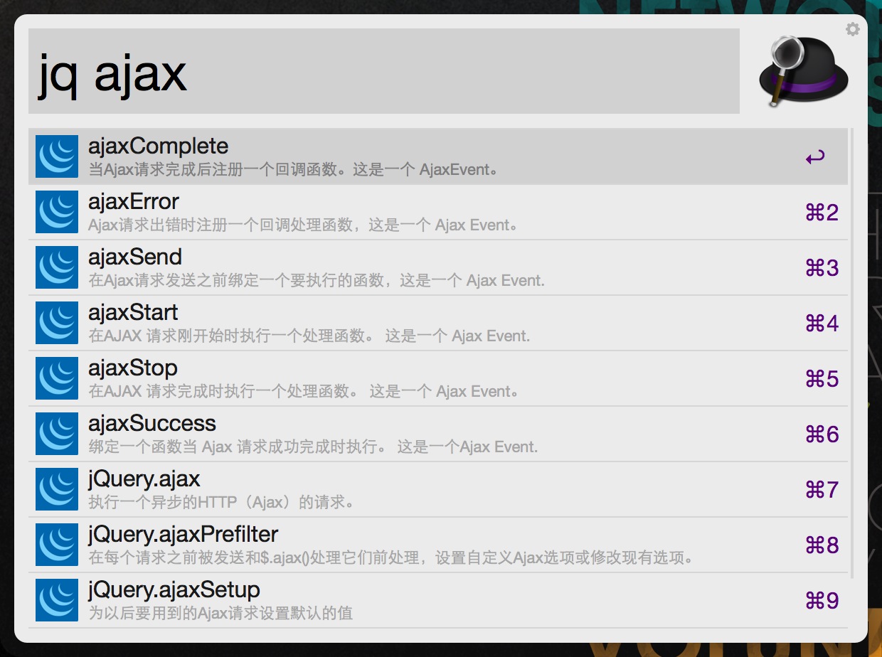 jQuery中文API参考截图