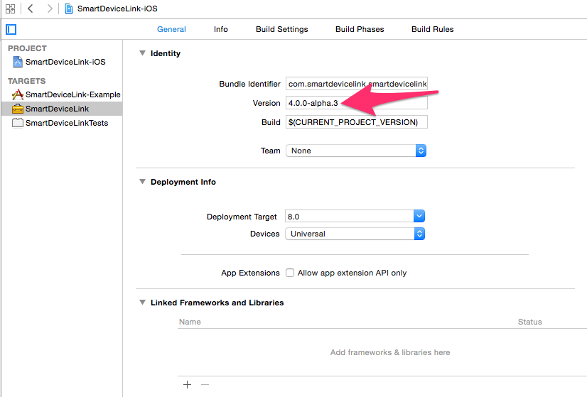 Change the version in the xcode project version field