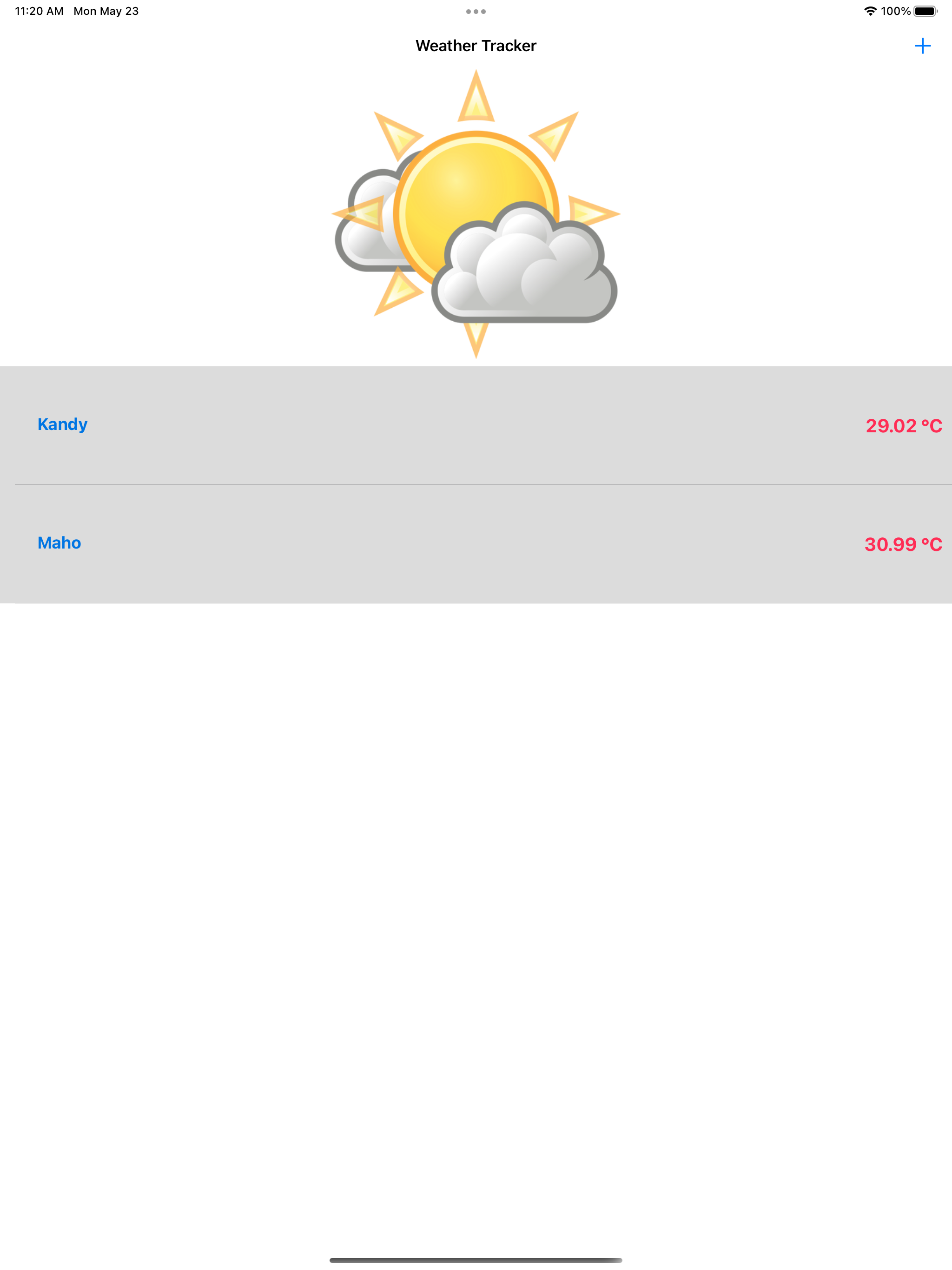 City list and temperature