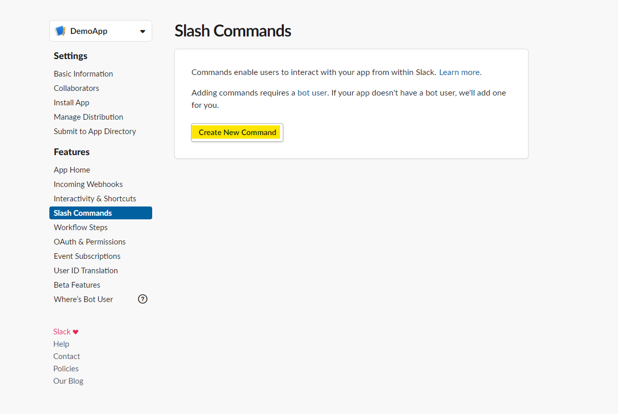 Slash Command Page