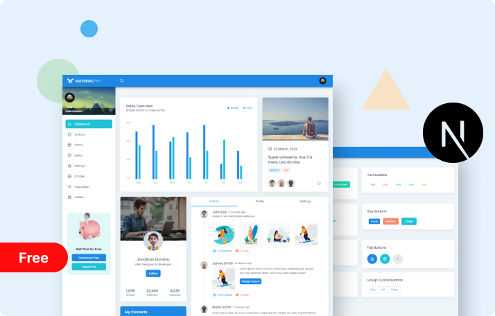 MaterialPro Free NextJs Admin Template Demo Screenshot