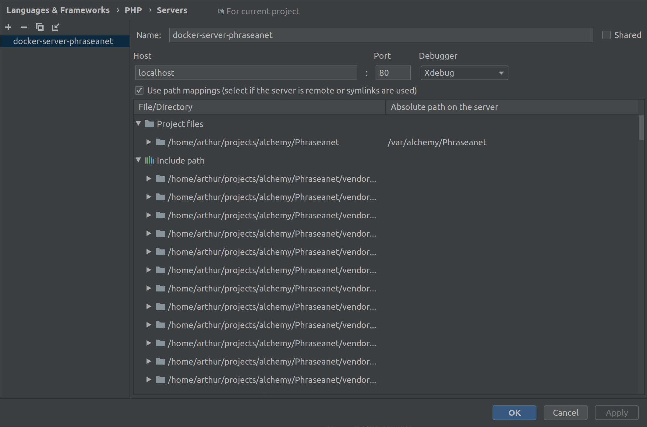 PhpStorm mapping