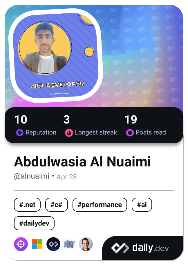 Abdulwasia Alnuaimi's Dev Card