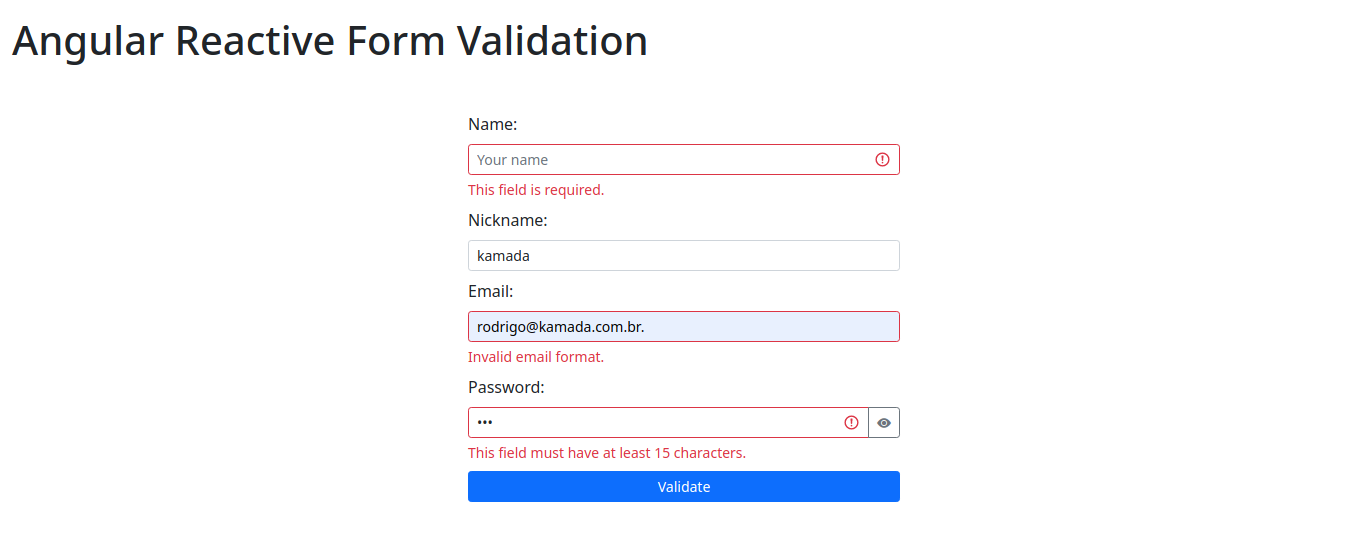 Angular Reactive Form Validation