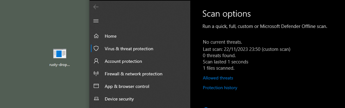 Windows defender scan