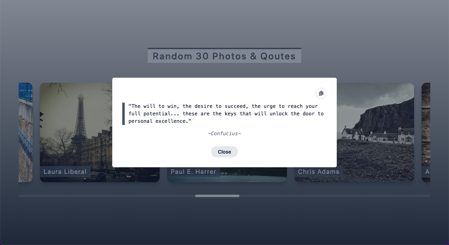 open a modal with a quote