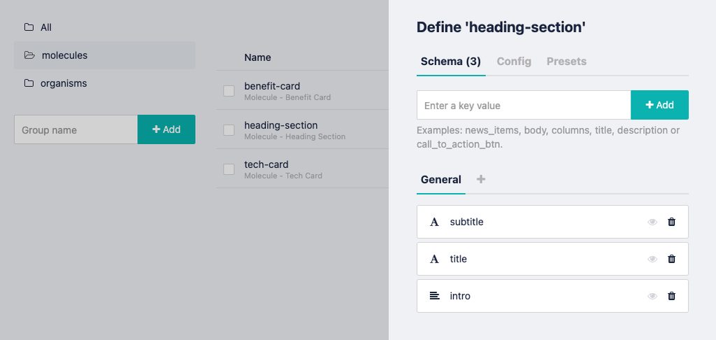 Heading Section Storyblok schema