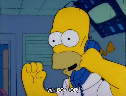 Homer Simpson yelling "WHOO-HOO!" on the phone