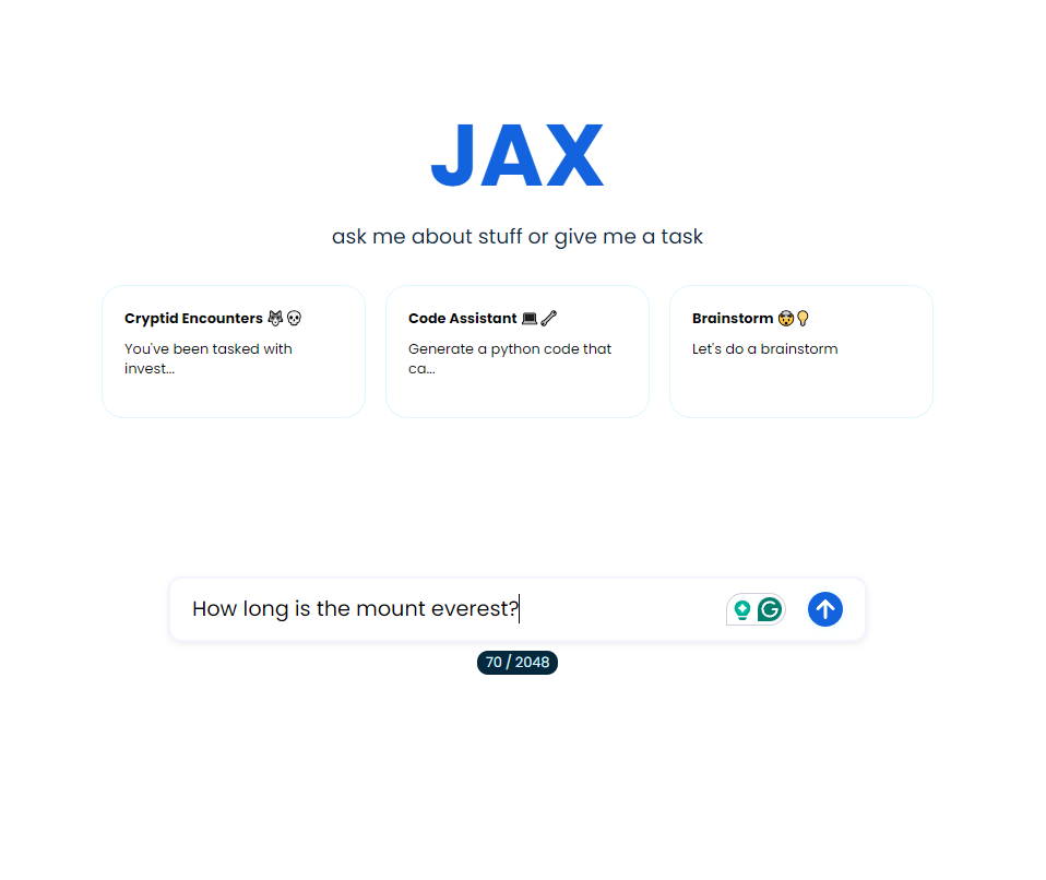 Jax WebUi AI Homepage