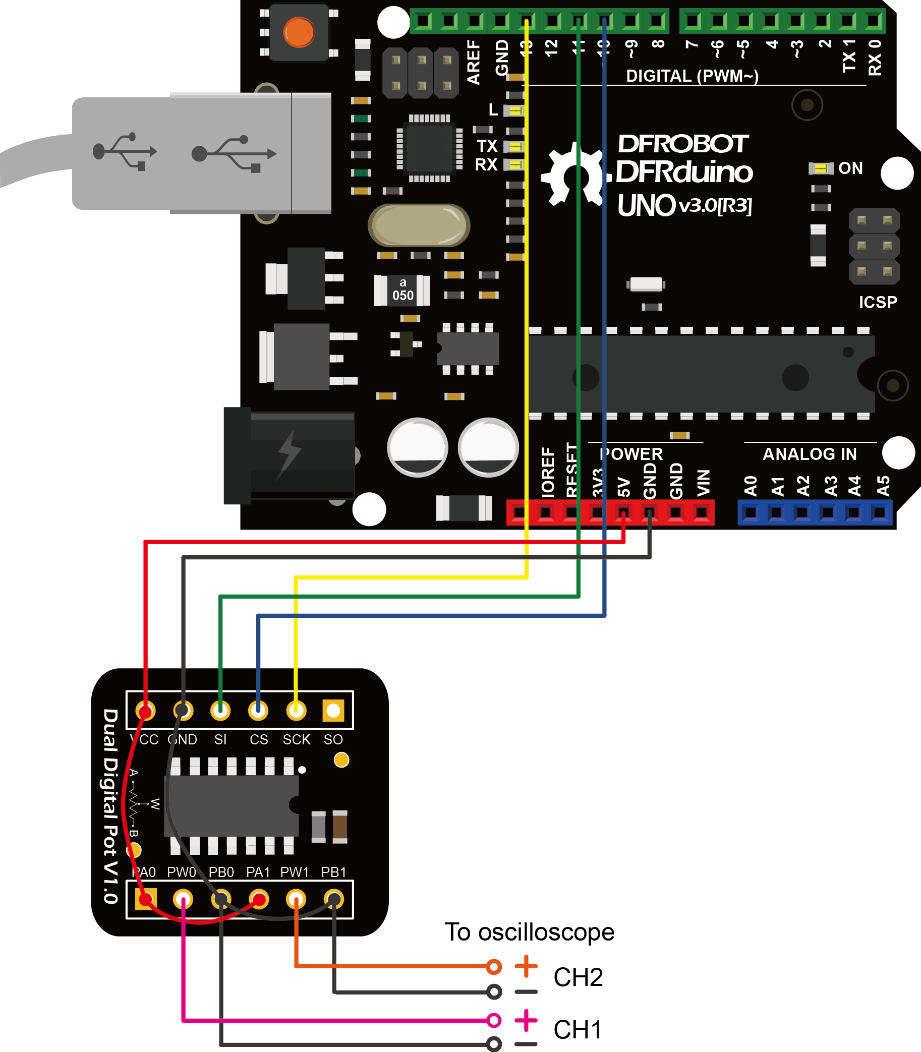 Arduino UNO R3实例连线图