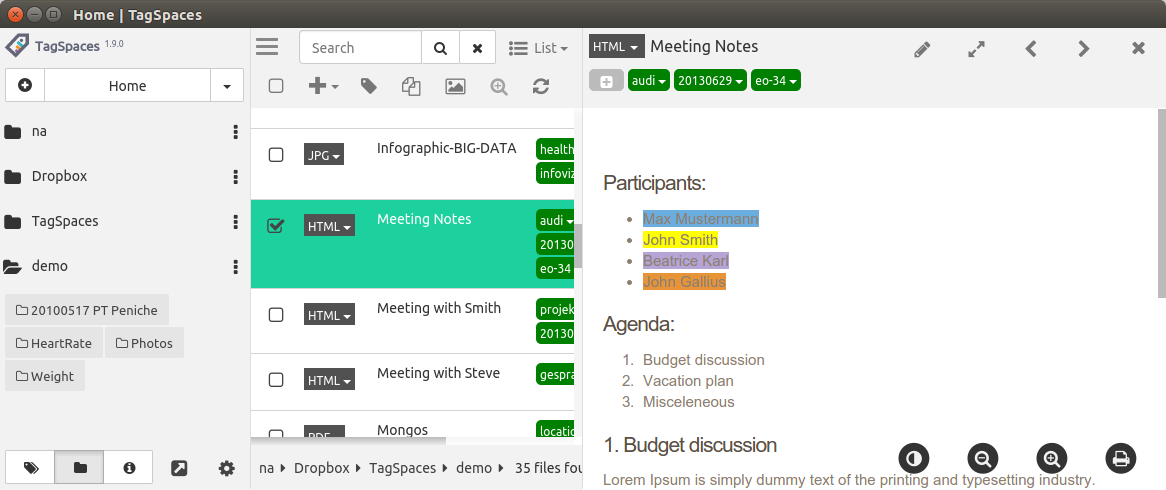 Lead TagSpaces Screenshot