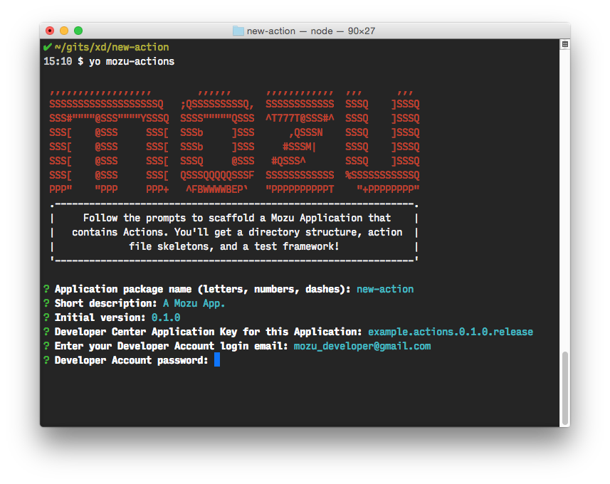 A screenshot of the generator in action in an OSX terminal.