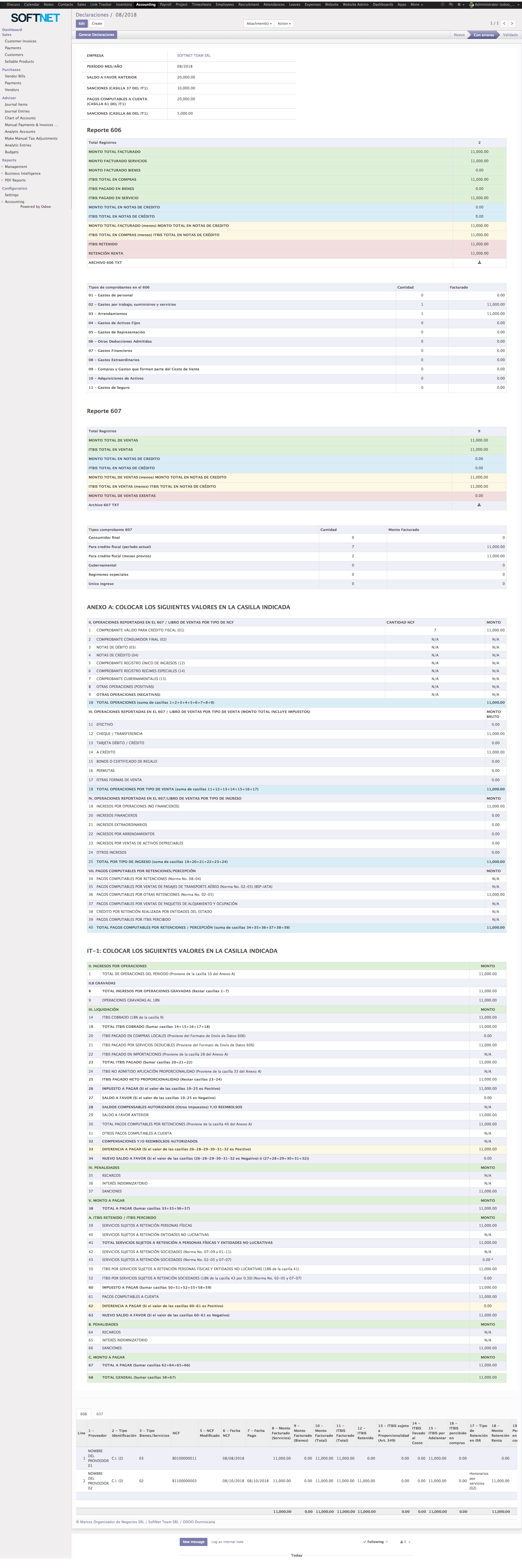 Imagén de demo de los reportes del 606, 607 y guías del IT1 e ITA