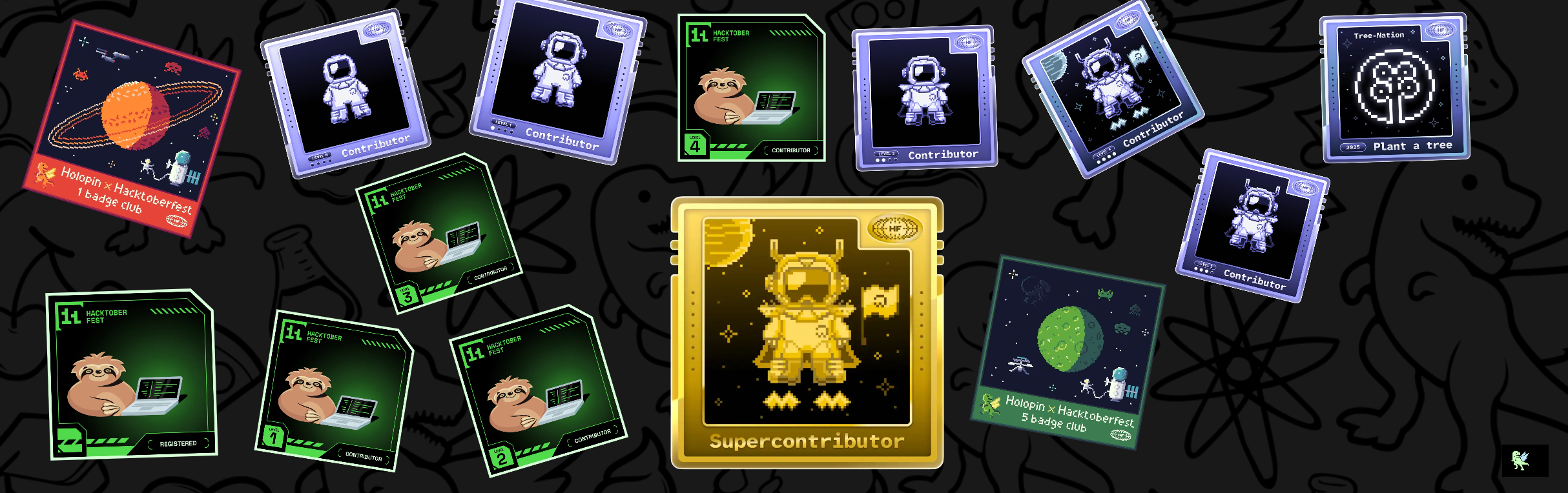 An image of @harmonicreflux's Holopin badges, which is a link to view their full Holopin profile