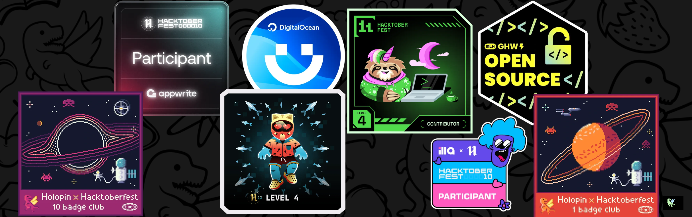 An image of @sfaqer's Holopin badges, which is a link to view their full Holopin profile