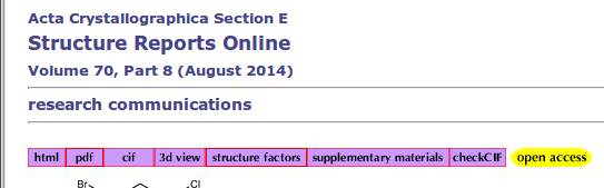 Screencrop of Acta Crystallographica E article page