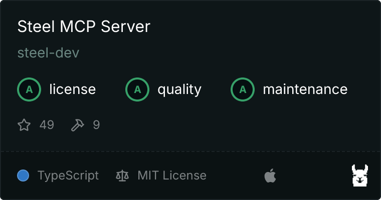 Steel MCP Server listing on Glama
