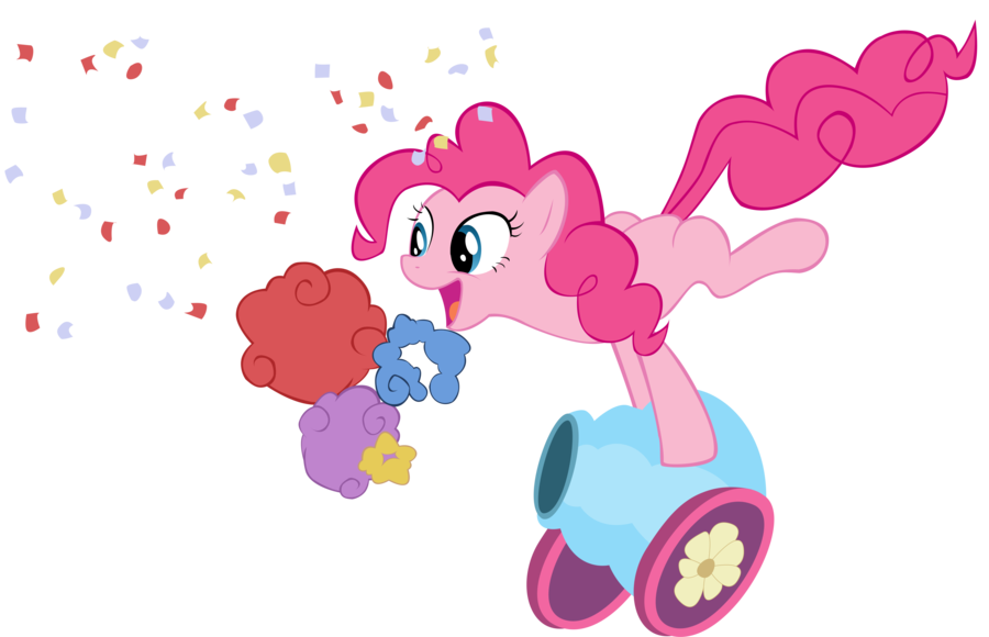 Pinkie Pie blasting a party cannon