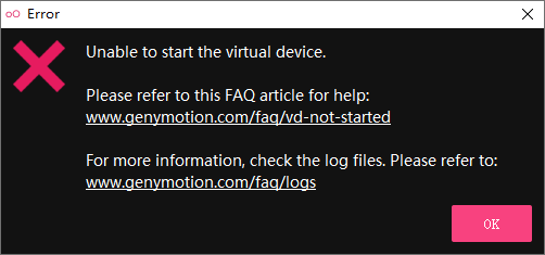 Genymotion 启动失败